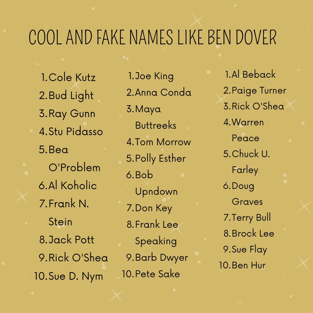 Cool and creative names like ben dover
